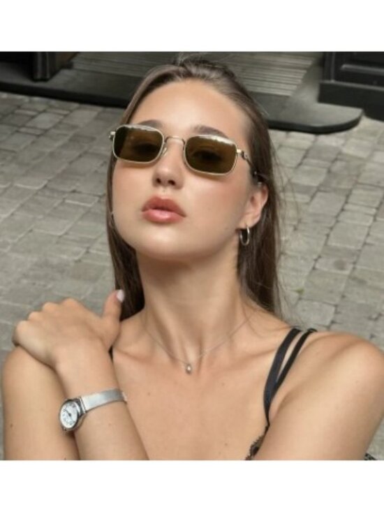 Miu Miu MUA53S 5AK04O Sunglasses Gold Rectangle Frame, Grey Gradient Lenses main image 9